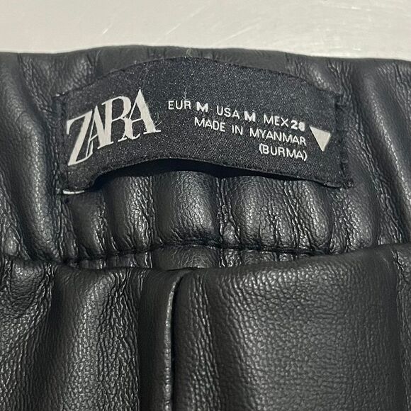 ZARA Faux Leather Skinny Jeans Black size Medium - Picture 5 of 6